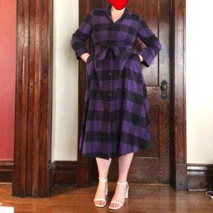 Plaid Belted Button Down Maxi Dress